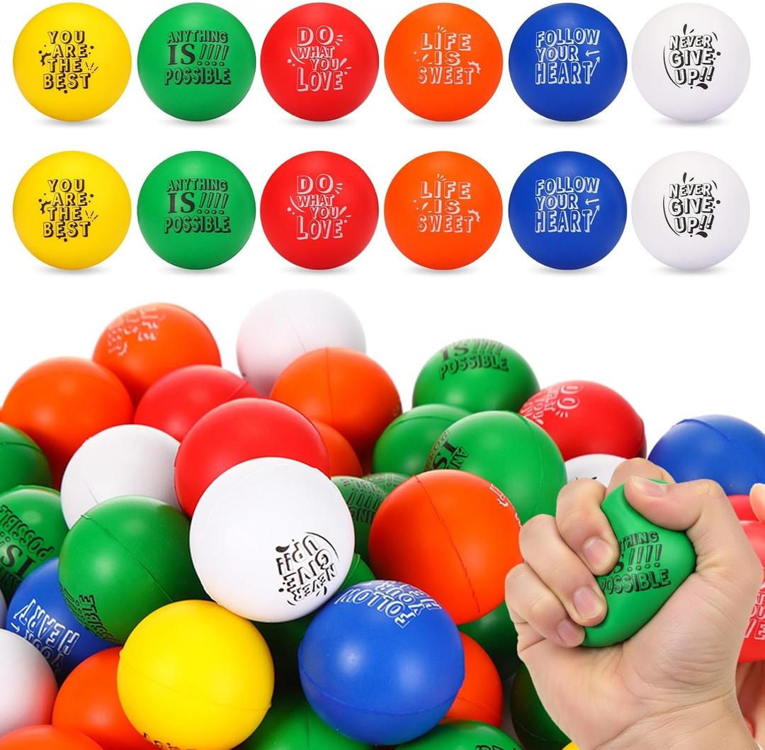 Leyndo 200 Pcs Stress Balls for Adults & Kids Bulk Motivational Quotes Stress Relief Colorful Foam Squeeze Balls Relief at Work/School/Home, Perfect Party Favors, Dark