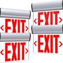 Led Edge-Lit Exit Sign ,Brushed Aluminum Housing Single-Sided Clear Rotating Acrylic Panel,Hardwired Emergency Exit Signs with Battery Backup, 120V-347VAC,Red Led Emergency Exit Light for Business , UL Listed,Top/Side/Wall Mount(4 Pack)