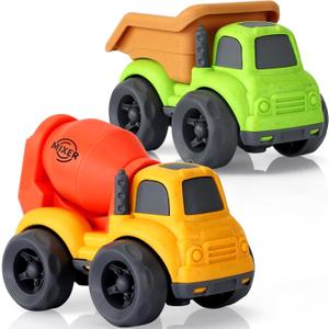 Toddler Toys for 2 Year Old Boy, Dump Truck Toys and Mixer Cement, BPA Free, Phthalates Free, PVC, Outdoor Toys for Toddlers 2-3, Ideal Toy Cars for 2 3 4 Year Old Boy Christmas Birthday Gift (Multicolored)