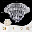 18" Sliver Crystal Flush Mount Chandelier with Remote
