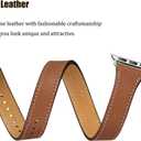 Bestig Bands Compatible with Apple Watch Band 40mm 41mm 38mm 42mm(Series 10 11) Women Men, Genuine Leather Double Tour Designed Slim Thin Strap for iWatch SE1/2/3 Ultra 3/2/1 Series 9 8 7 6 5 4 3 2 1