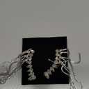 Long Sparkly Rhinestone Wave Shape Dangle Earrings for Women,Crystal Statement Drop Dangling Earrings,Lightweight Chandelier Jewelry for Wedding Party Prom Evening