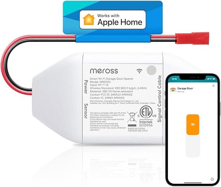 meross Smart Garage Door Opener Remote, Compatible with Apple HomeKit, Amazon Alexa, Google Assistant, CarPlay and SmartThings, Enhanced Compatibility, New Version