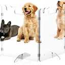 Clear Acrylic Pet Dog Gate - Folding Transparent Gates for Small Dogs Pets - Freestanding Foldable Tall Puppy Doggy Fence Door for Inside Indoor House Doorways Room Divider Barrier (6 Panel - 120''W x 24''H)