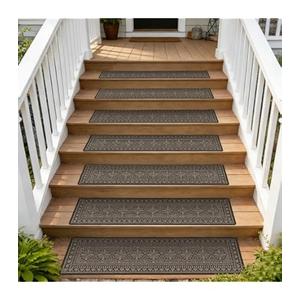 SALLOUS Outdoor Stair Treads 8” x 30”, 8-Pack Non Slip Stair Grip Tape for Wooden & Concrete Steps, Weatherproof High Traction Stair Strips for Stairs, 80-Grit Adhesive Step Treads (Brown)