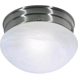NUVO SF76/671 One Light Mushroom Flush Mount, Brushed Nickel/Alabaster Glass