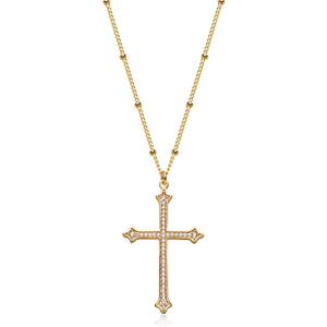 MEVECCO Dainty Gold Cross Necklace for Women - 18K Gold Plated Delicate Minimalist Cubic Zircon Cross Necklaces Cute Faith/Crucifix Jewelry Gift
