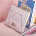 YAGELI Clear Acrylic Desk File Sorter Purse/Handbag Organizer Clutch Divider Mesh Folder Office Supplies Stand Bookshelf (3 Sections) (2Pack-4Sections)