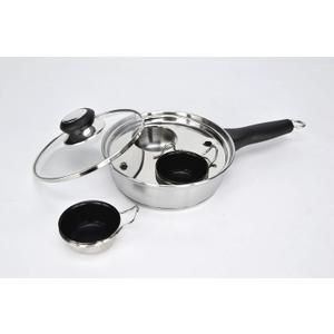 2 Cups Egg Poacher Pan - Stainless Steel Poached Egg Cooker  Perfect Poached Egg Maker  Induction Cooktop Egg Poachers Cookware Set with 2 Nonstick Large PFOA FREE Egg Poacher Cups