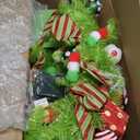 Krelymics 3FT Pre-Decorated Whimsical Small Christmas Tree with Lights, Artificial Bendable Mini Tabletop Christmas Tree with Metal Base & Ornaments for Home Holiday Decor(Lime Green)