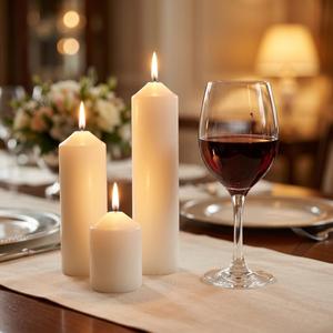 12 Pack Dripless Smokeless White Pillar Candles 2" D x 3/6/8" H, 2x3, 6, 8 inches