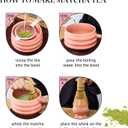Sisher Pink Matcha Whisk Set - 5 Piece Ceramic Japanese Matcha Tea Set with Bamboo Whisk (Chasen), Bowl (Chawan), Holder & Scoop - Cute Matcha Making Starter Kit & Tea Gifts for Women