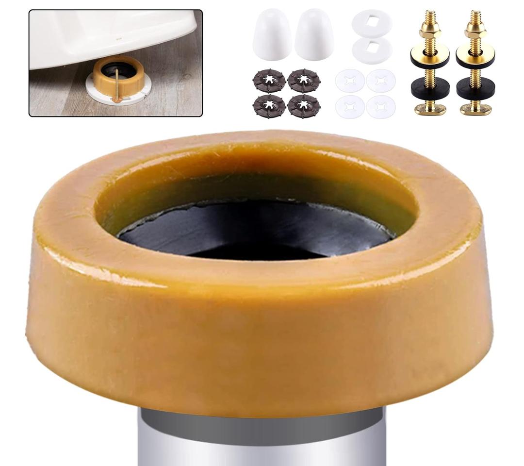Extra Thick Toilet Wax Ring Kit Include Closet Bolts, Bolt Caps, Thick Flange and Retainer Washers, Fits 3 Inch and 4 Inch Waste Lines for Toilet Gas Odor and Watertight Sealing Extra Thick Toilet Wax Ring Kit Include Closet Bolts, Bolt Caps, Thick Flange and Retainer Washers, Fits 3 Inch and 4 Inch Waste Lines for Toilet Gas Odor and Watertight Sealing
