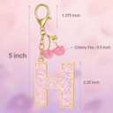 Junyuerly Pink Initial Keychain with Cherry Charm, Gold letter Bag Charms for Women,Cute Purse Handbag Accessories