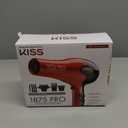KISS 1875 Watt Pro Tourmaline Ceramic Hair Dryer, Styling Edition, 3 Heat Settings, 2 Speed Settings, Cool Shot Button, 7 Blow Dryer Accessories Included, Red