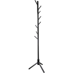 VaeFae Bamboo Coat Rack Stand, Free Standing Hall Tree with 8 Hooks (Black)