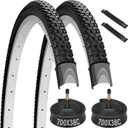 Midcos 700C Bike Tires, 2 Pack 700x38c Bike Tire, Bicycle Tires and Tube Set with 2 Tire Levers, 40-622 700x38c Road Bike Tires Compatible with 700 x 35C/36C/37C/38C/40C Bike Bicycle Tires and Tubes