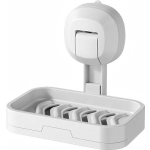 Soap Dish for Shower, Removable Suction Cup Bar Soap Holder, Wall Mounted Soap Case for Bathroom Countertop, Kitchen & Bathroom Shower Essentials Accessories (White)