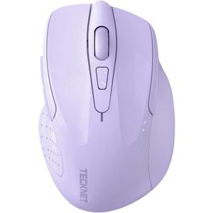 TECKNET Wireless Mouse (2.4G & BT5.0/3.0) Silent 4800 DPI Computer USB A & Bluetooth Mouse 6 Buttons, Wide Compatibility - Lavender