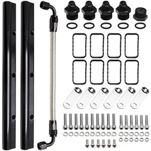 Billet Fuel Rail Kit Compatible with LS LS1 LS2 LS3 LS6 Stock Intake Manifold 6AN+Hardware