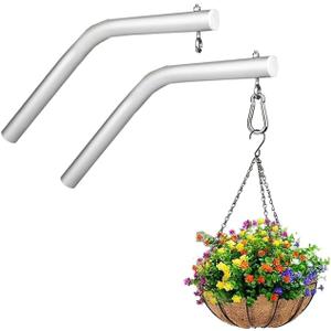 2 Pack Flag Pole Holder Brackets Accessories,Heavy Duty Aluminum Hanging Plant Hook 1 inch Diameter Plant Hooks for Hanging Baskets,Plant Hangers Outdoor(Not Included FlagPole Holder)