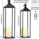 Perfnique Decorative Lanterns for Indoor & Outdoor, Set of 2 Black Metal Lanterns (22" & 19") with LED Timer Flameless Candles, Farmhouse Modern Decor for Front Porch, Patio, Mantle