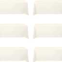 BRILLMAX 6 Pack Ivory Tablecloths for 8 Foot Rectangle Tables 90 x 156 Inch - 8ft Rectangular Bulk Linen Polyester Fabric Washable Cloth Cover for Wedding Reception Banquet Birthday Party