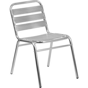 Flash Furniture Commercial Aluminum Indoor-Outdoor Restaurant Stack Chair with Triple Slat Back
