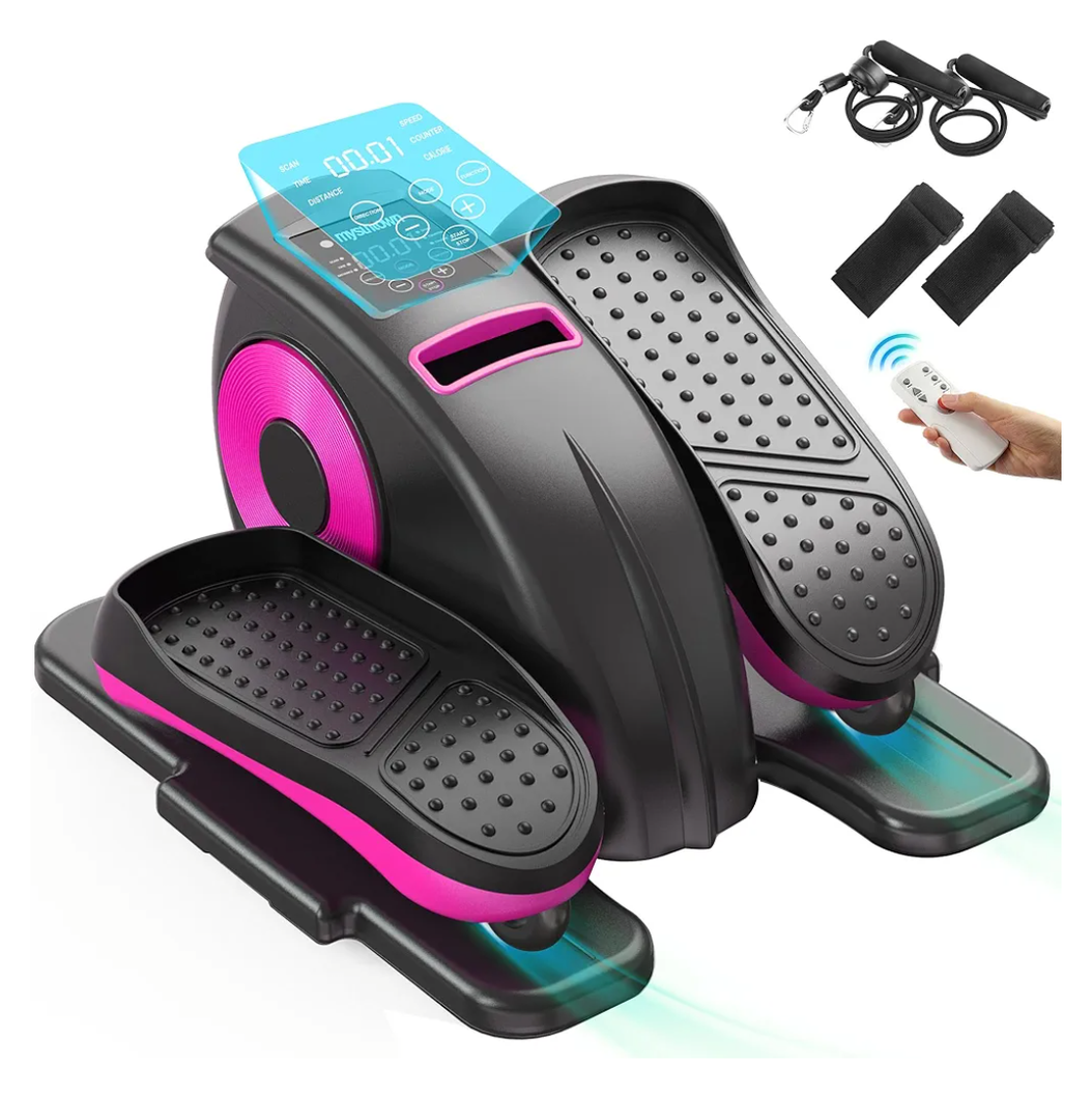 Under Desk Elliptical Machine, Ellipse Leg Exerciser as Seen on TV for Seniors with 12 Speeds, Mini Electric Seated Eclipse Exercise Training, Quiet & Portable Pedal Exerciser with Remote Control