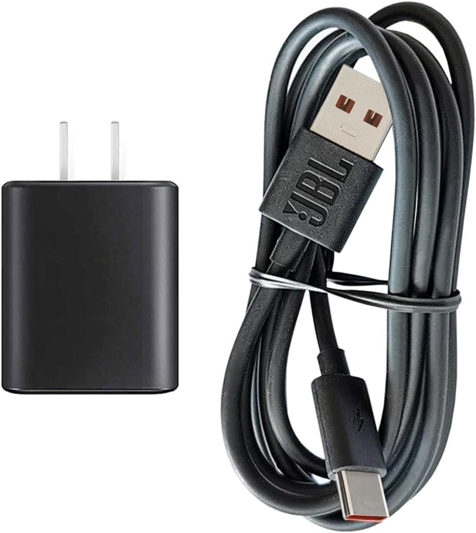 USB C Charger for JBL Charge 4, Charge 5, JBL Flip 6, Flip 5, JBL Clip 4, JBL Pulse 5, Pulse 4, JBL GO 3, JRPOP, Endurance Peak II, JBLCHARGE4BLKAM Wireless Bluetooth Earphones Speakers (Suit/Black)