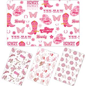 Pink Cowgirl Credit Card Skin - 4 Pcs Cute Cherry Bow Personalized Debit Card Cover Stickers for Women, Butterfly Flowers Waterproof Credit Cards Sticker Decals DIY Key Transportation Cards Decoration