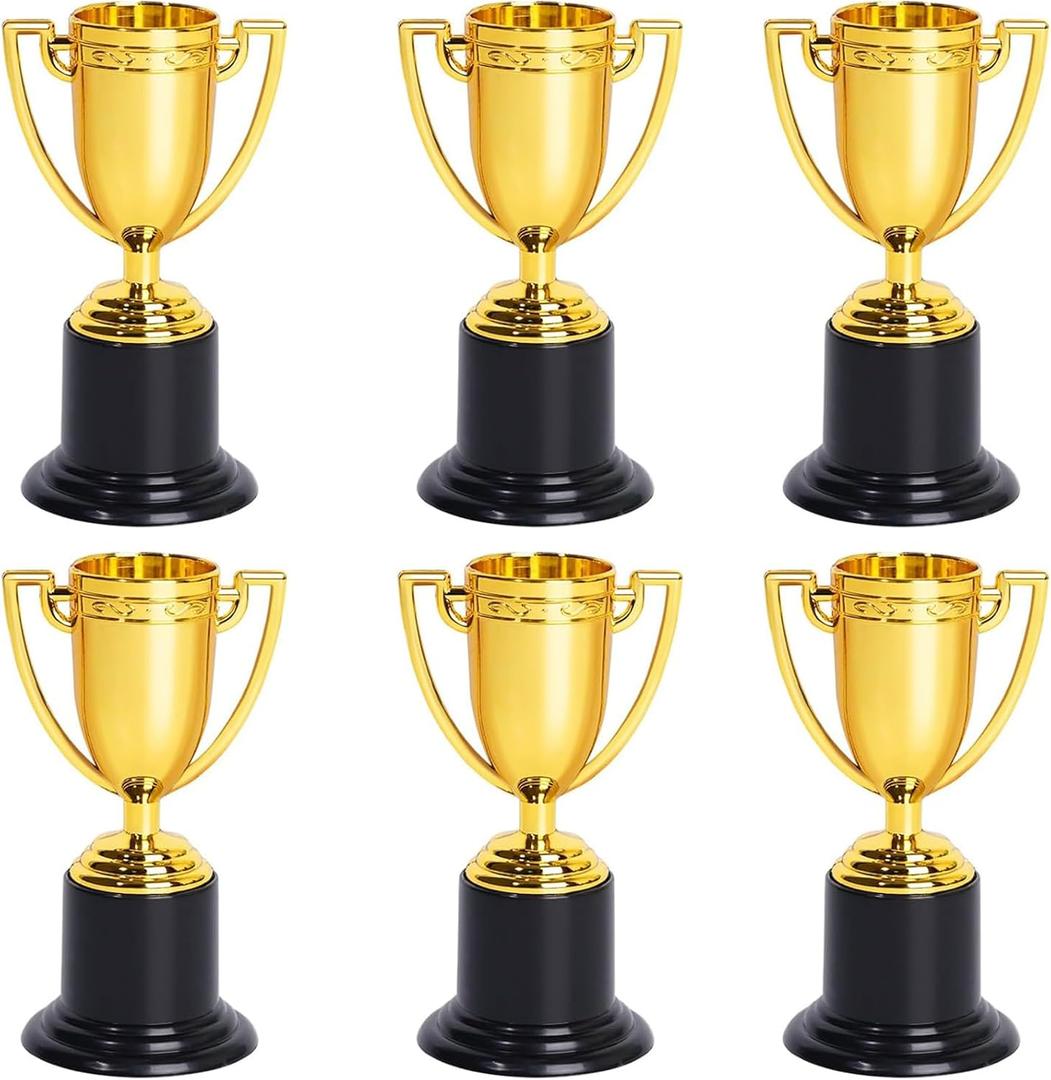 ZZYFGH Mini Trophies, 4 Inch Mini Gold Award Trophy Cup, Plastic Gold Award Trophy Cups, Golden Award Trophy Cups Set for Sports, Party Favors, Tournaments, Competitions (6 Pack)