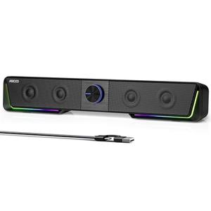 Jeecoo A40 Bluetooth Computer Speakers with Clear Sound, USB Plug & Play PC Speakers with LED Light, Computer Sound Bar with Switch Button for Desktop Laptop Monitor (USB-C Adapter Included)