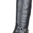 DREAM PAIRS Women's Knee High Boots, Buckle Riding Boots, Size 8, Black, UNCLE