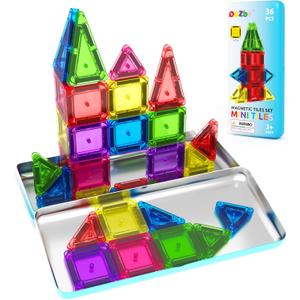 Magnetic Tiles Mini Travel Toddler Set, Magnetic Blocks Building Kids Toys & Games, Montessori Preschool Classroom Must Haves Educational Learning Sensory Toys for 3+ Year Old Boys Girls Birthday Gift