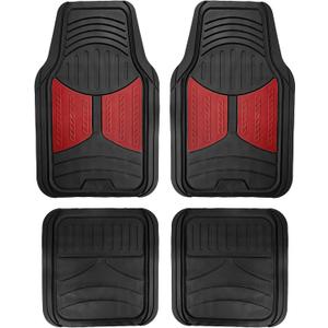 FH Group Automotive Floor Mats - Heavy-Duty Monster Eye Rubber Floor Mats for Cars, Universal Fit Full Set, Climaproof Floor Mats, Trimmable Floor Mats for Most Sedan, SUV, Truck Floor Mats Burgundy