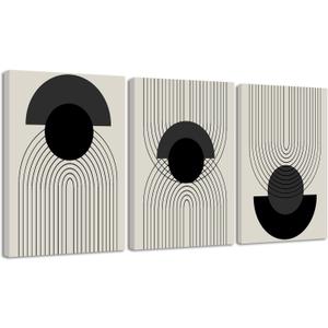 Drsoum Black Boho Wall Art Framed Modern Decor Bohemian Wall Decor Abstract Geometry Lines Prints Ready to Hang 12x16in Framed (16L" x 12W", Wrapped Framed)