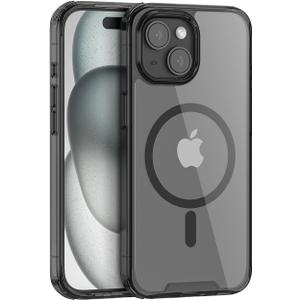 PULOKA for iPhone 15 Transparent Case, Compatible with MagSafe, Clear Protector Slim Cover, Magnetic Phone Case for iPhone 15 6.1 inch Black