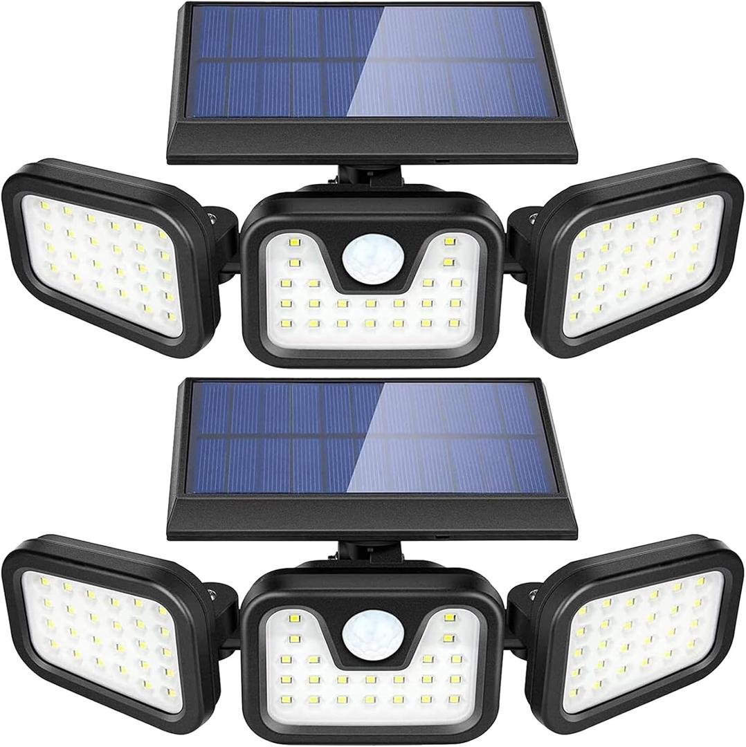 AVJONE Solar Lights Outdoor, 3000LM Super Bright Motion Sensor Outdoor Lights, IP65 Waterproof 6500K Solar Powered Security Flood Light for Garage Yard Patio (2 Pack)
