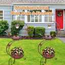 VEWOGARDEN S Bird Baths for Outdoors Metal Standing Bird Bath with Solar Lamp Vintage Garden Birdbaths with Flower Planter Pedestal(36" H * 19.6" W)