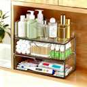 Medicine Cabinet Organizer with Removable Dividers, 3-Tier Stackable Drawer Storage for Bathroom, RV, Vanity, Countertop & Desk