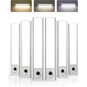 EZVALO Under Cabinet Lighting Wireless, 80 LED Rechargeable Motion Sensor Light Indoor, Under Counter Lights for Kitchen, 3 Color Temps Dimmable Closet Lights with Battery Indicator(10 inch)