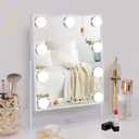 FENCHILIN White Hollywood Vanity Mirror with Lights 9 Dimmable Bulbs Makeup Mirror with Smart Touch Control for Glam Room Bedroom Detachable 10X Magnification Rotation White