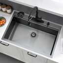 33x22 Drop In Kitchen Sink 3 Holes
18 Gauge 304 Stainless Steel, Gunmetal Black, Top Mount, 9 Inch Deep Single Bowl, Workstation Ledge, Include Accessories