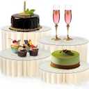 4 Pcs Buffet Risers Food Risers for Buffet Table Display as Buffet Risers and Stands Food Risers Cupcake Stands Cupcake Display for Party Table Stands Including 7.9", 5.9", 3.9" 2.8" (White, 4pcs/A)