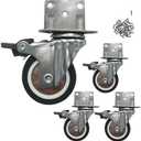 Htudcoue 3 Pcs 2 Inch L-Shape Plate Swivel Caster (4 casters Load Capacity 600 lbs) with Brake Caster for Furniture, Appliances, Cribs, Workbenches, Etc