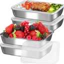 Food storage container, airtight lid, bento box stainless steel, perfect for lunch, meal prep and leftovers, stackable, nestable, oven-safe, Easy to clean