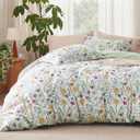Bedsure Duvet Cover King Size - Reversible Floral Patterned Duvet Cover Set with Zipper Closure, 3 Pieces Green Bedding Set with 8 Corner Ties and 2 Pillow Shams 20"x36" (07 - Green Floral (No Comforter))