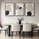 Framed Black and White Abstract Wall Art for Living Room, Large 3 Piece Neutral Minimalist Canvas Artworks, Modern Painting Prints for Dining Room Hallway Home Office Wall Decor, 24x36 In
