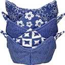Cotton Microwavable Bowl Cozy, Microwave-Safe Hot Bowl Holders, Soup bowl Cozy Hot Pads (Blue Series)